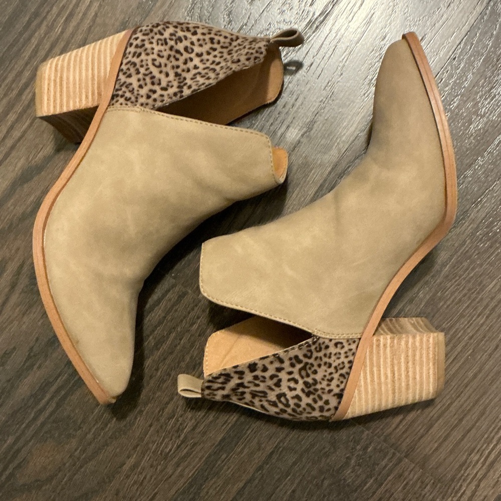 Dolce Vita Tan and Leopard Ankle Booties